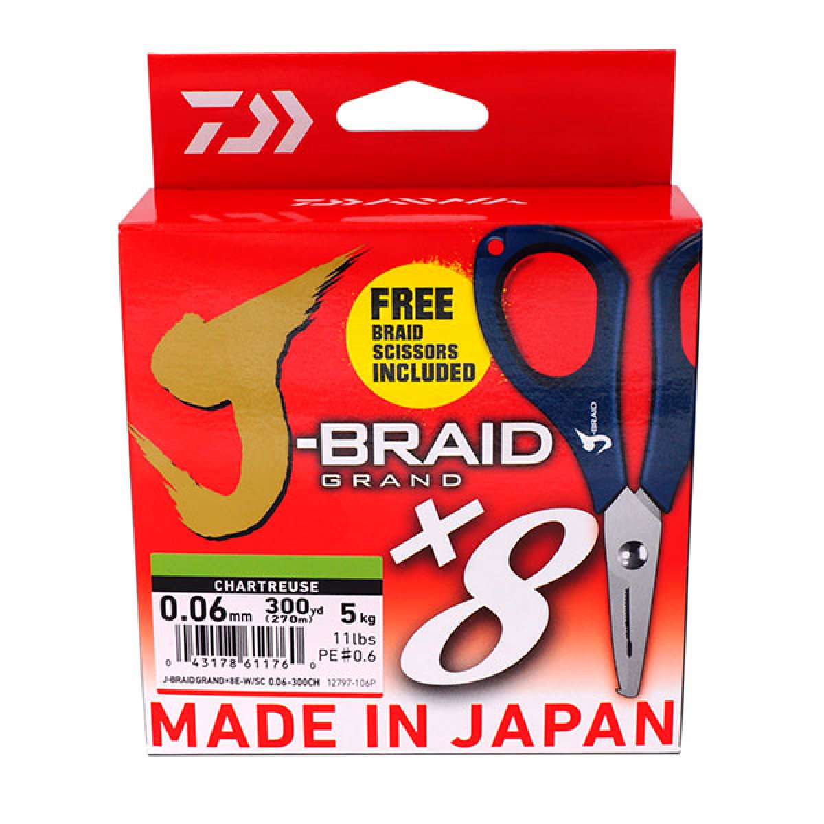 Trenzado Daiwa J-Braid Grand X8 135M Chartreuse - Imagen 1
