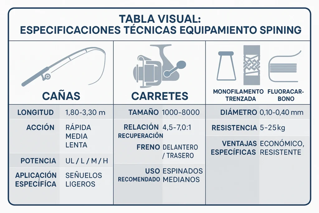 tabla especificaciones spinning